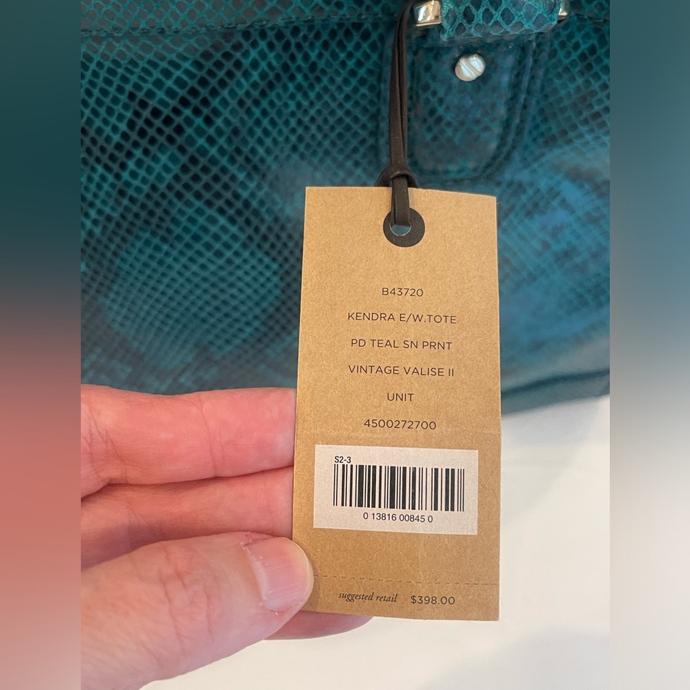 Cole Haan Kendra Tote Vintage Valise II Teal Snake Print - Picture 7 of 8